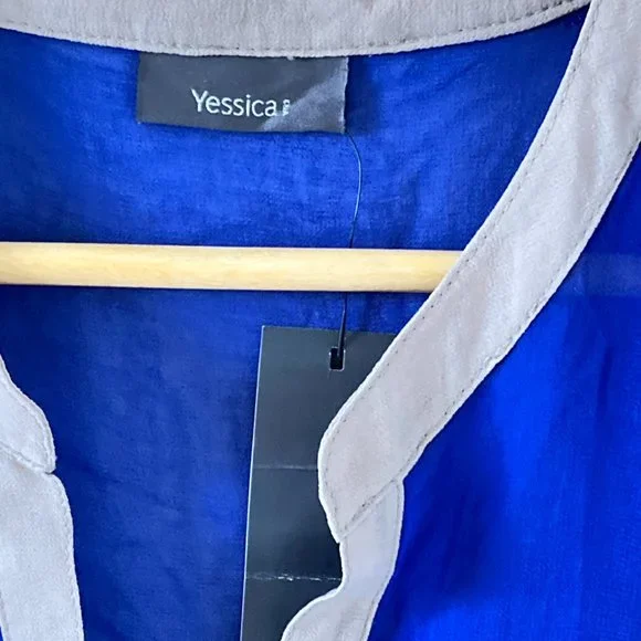 C&A Yessica BNWT UK Cobalt Blue Sheer Blouse Size 18 - Picture 4 of 12